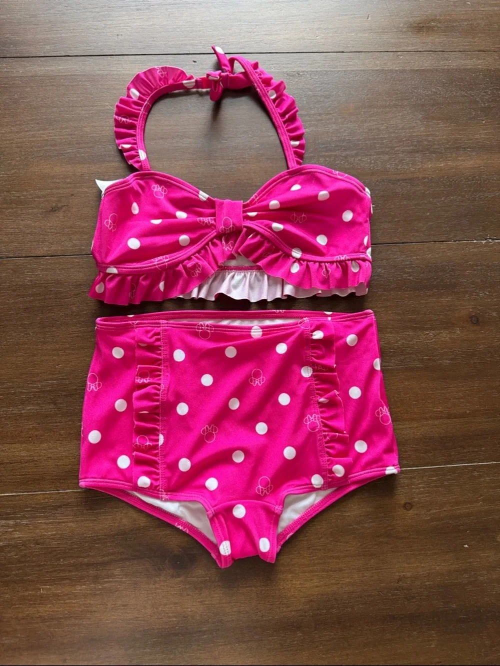New Sz 10 Disney X Janie and Jack swimsuit bikini set halter top Minnie Mouse